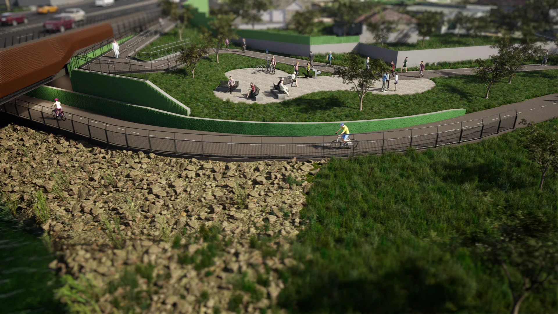 Showreel poster — SRU shared-use path fly-through